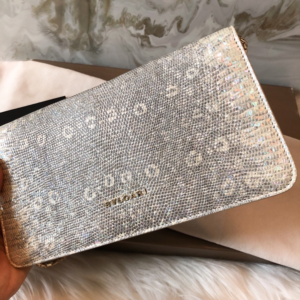 Bvlgari Lizard Metallic Serpenti Flap Chain Clutch - Picture 6 of 8